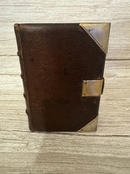 Antique Holy Bible Silver Clasp Corner Protectors Leather KJV Family Bible c.1860s - Ref x741