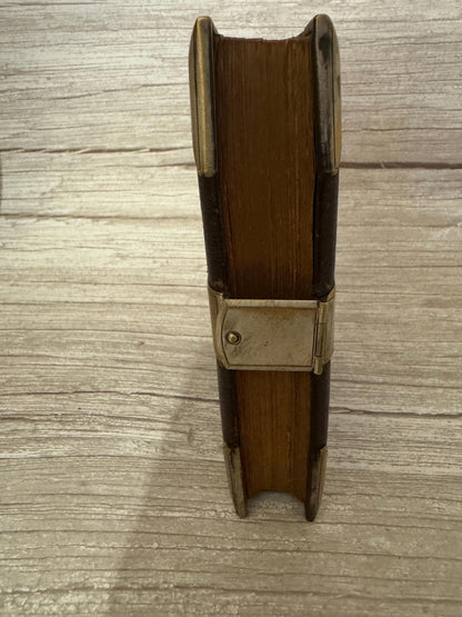 Antique Holy Bible Silver Clasp Corner Protectors Leather KJV Family Bible c.1860s - Ref x741