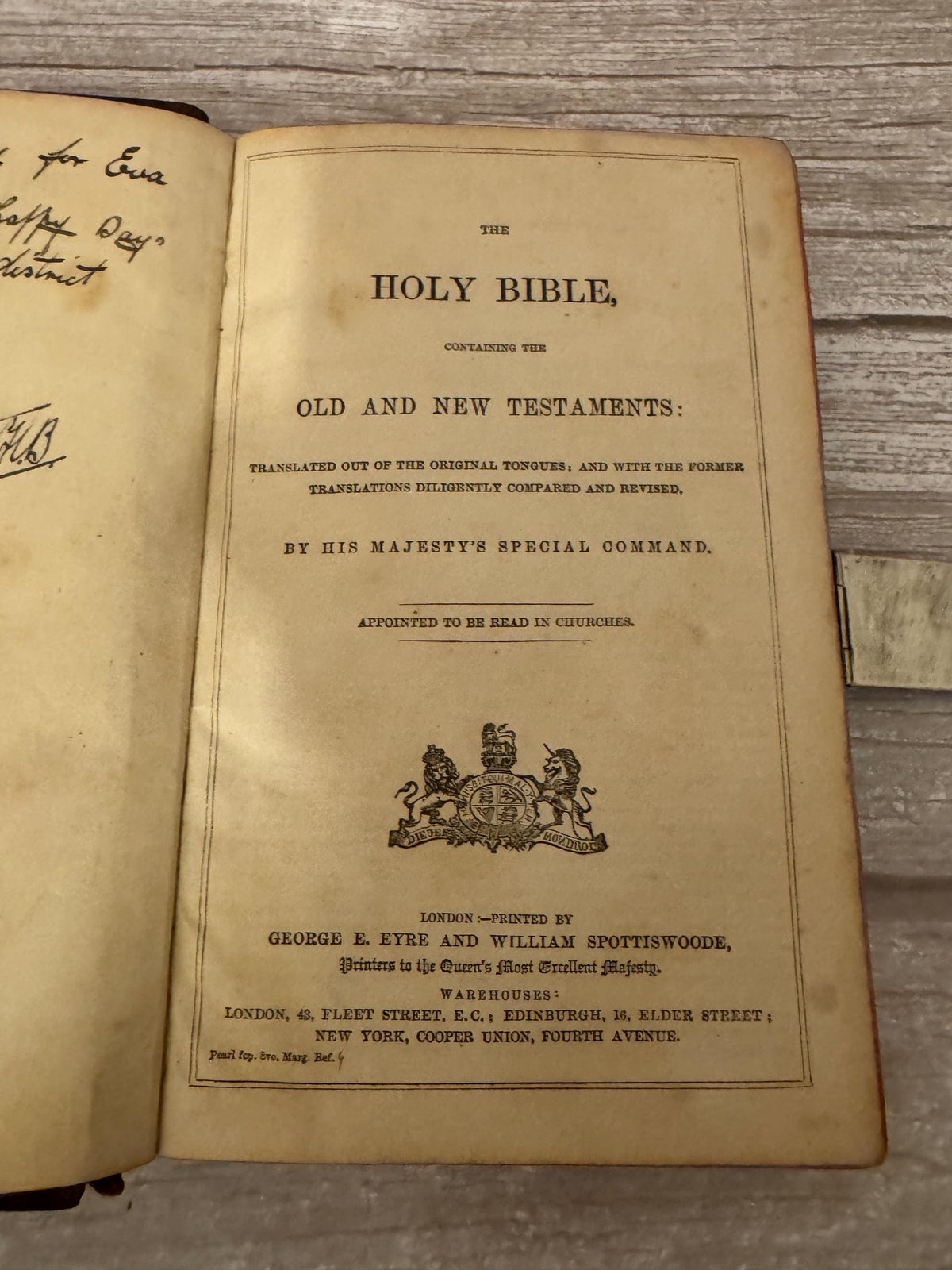 Antique Holy Bible Silver Clasp Corner Protectors Leather KJV Family Bible c.1860s - Ref x741