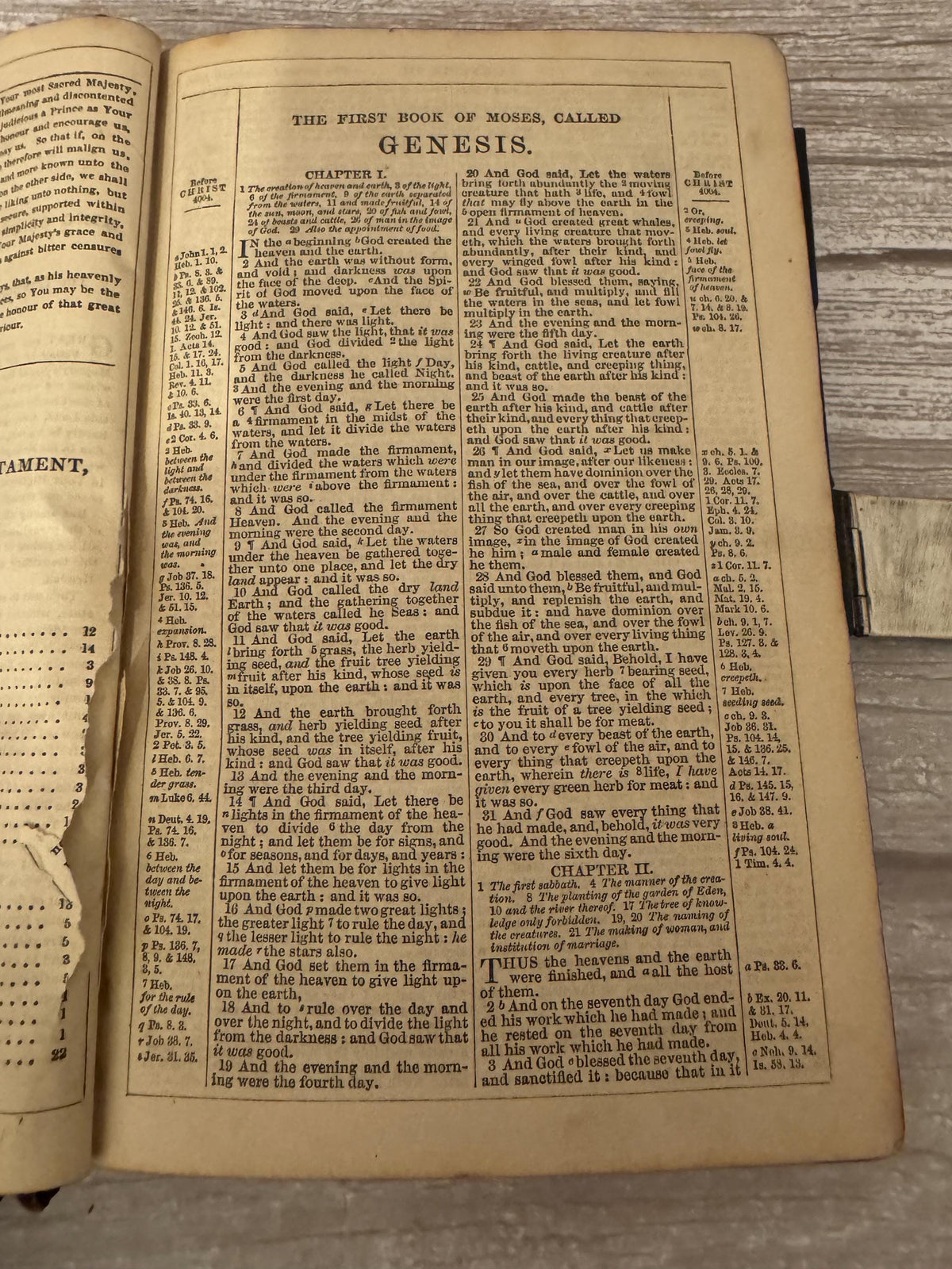 Antique Holy Bible Silver Clasp Corner Protectors Leather KJV Family Bible c.1860s - Ref x741