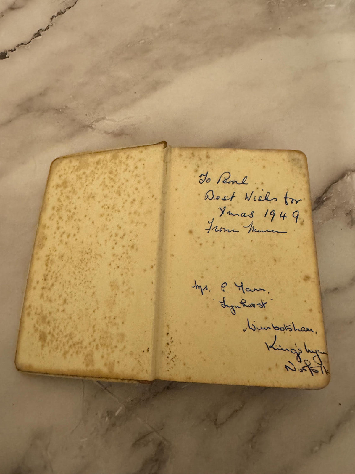 Vintage 1949 Book of Common Prayer | Eyre & Spottiswoode Miniature | Cream Celluloid Cross Cover | Church of England Pocket - Ref x553