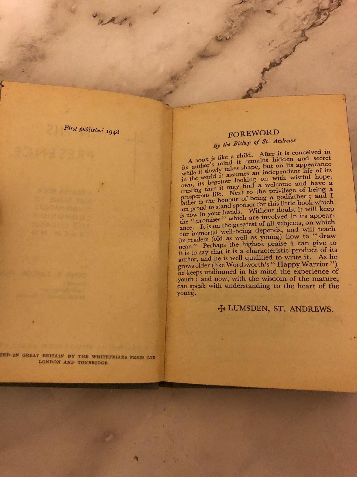1948 Christian Prayer Book In His Presence Vintage Religious Book Small Devotional Book - Ref x520