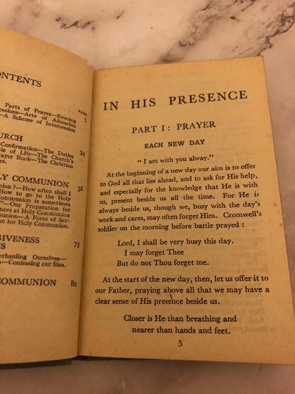 1948 Christian Prayer Book In His Presence Vintage Religious Book Small Devotional Book - Ref x520