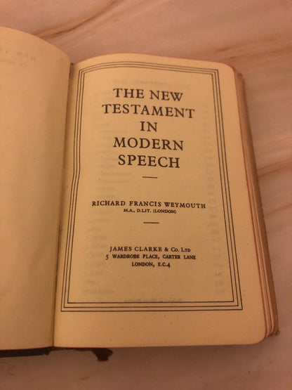 1953 New Testament Bible Modern Speech R F Weymouth Vintage Christian Bible - Ref x474