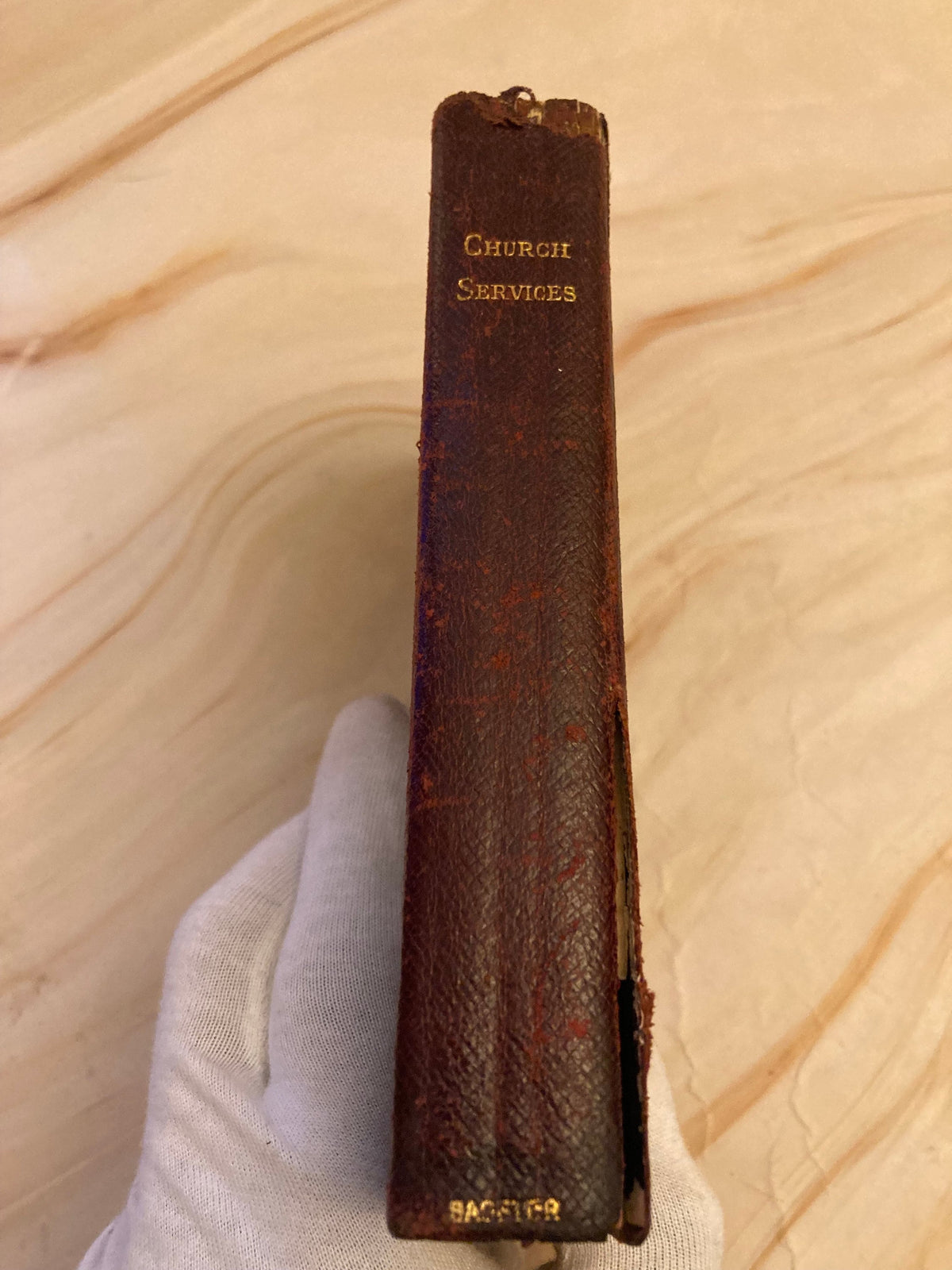 Antique Book of Common Prayer Leather Christian Prayer Book Vintage Church of England - (Ref x351)