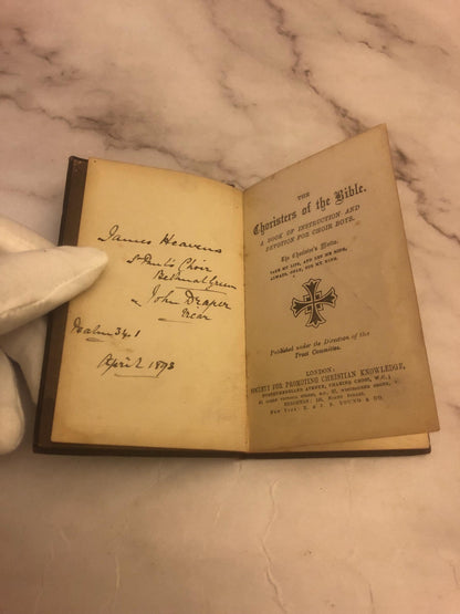 1893 Choristers of the Bible Christian Choir Book Antique Religious Instruction Book - (Ref x470)