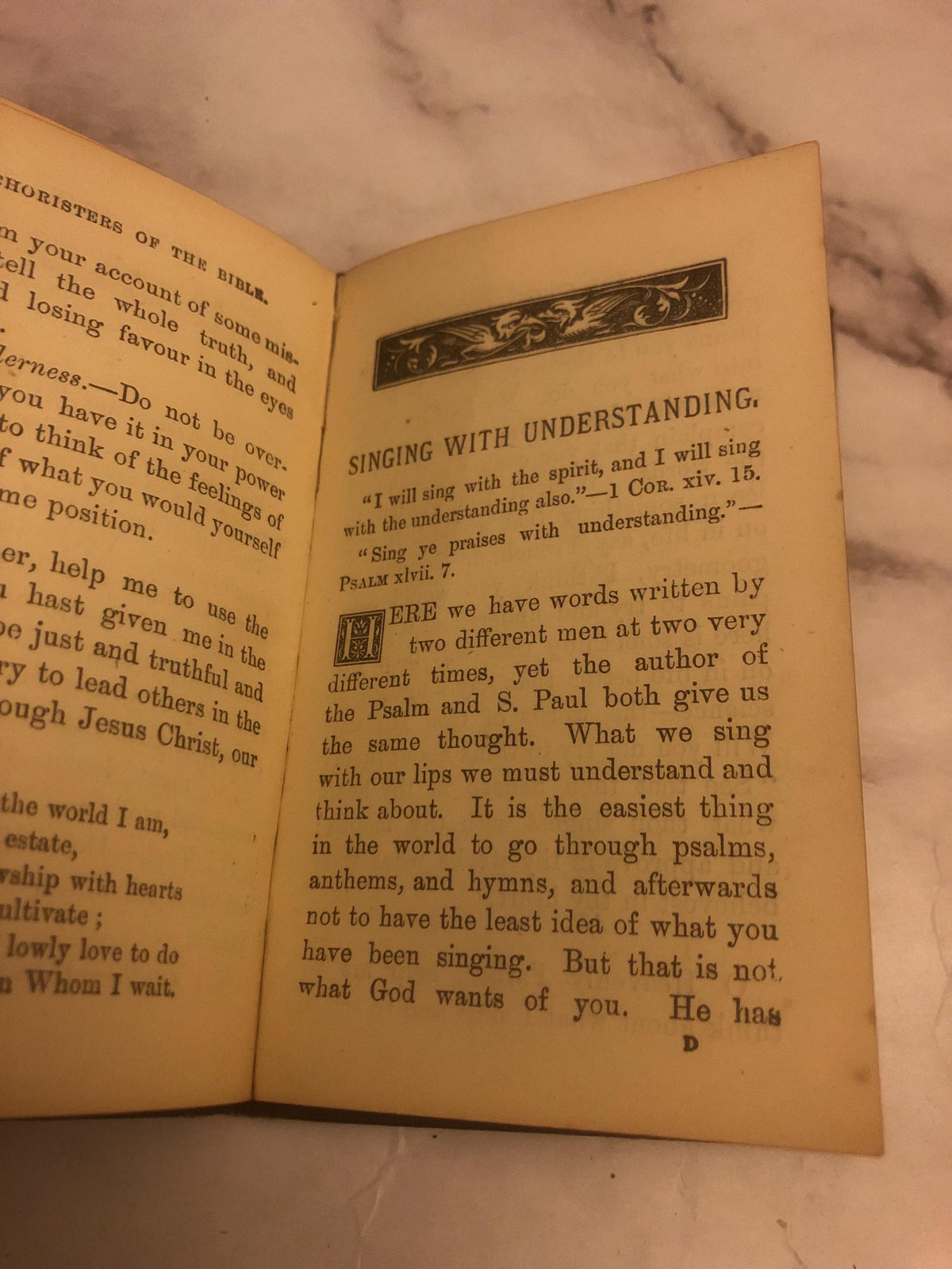 1893 Choristers of the Bible Christian Choir Book Antique Religious Instruction Book - (Ref x470)