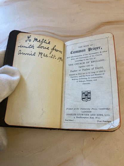1914 Book of Common Prayer Mini Leather Pocket Prayer Book Church of England - Ref x342