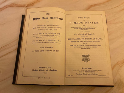 1873 Book of Common Prayer – Antique Psalms Book – Victorian Christian Prayer Book - Ref x334