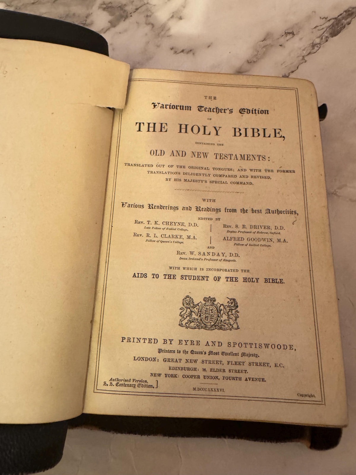 1886 Variorum Teacher’s Bible Antique Yapp Binding Leather KJV Bible - Ref x722