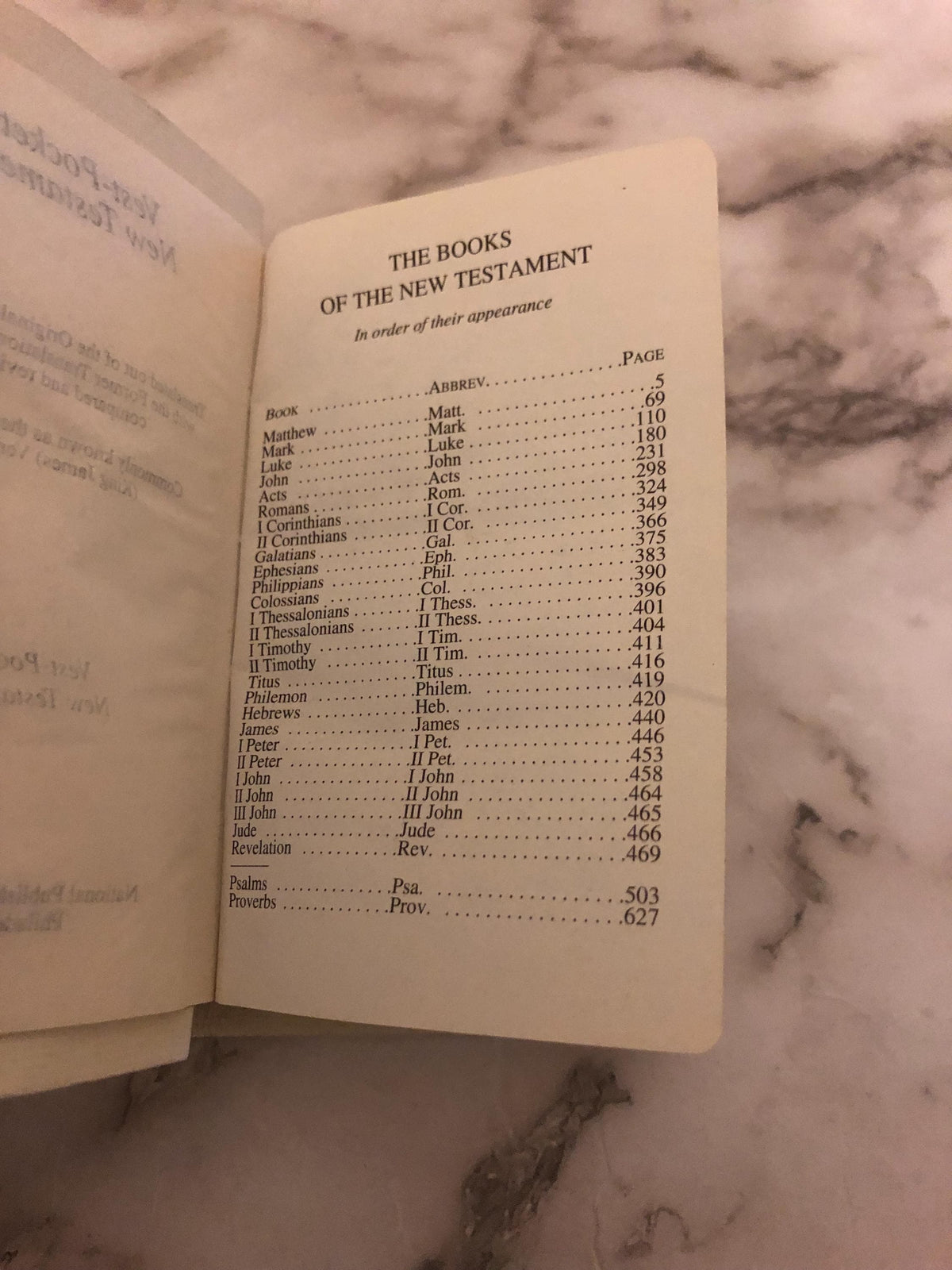 White Vest Pocket New Testament Psalms and Proverbs Bible - Ref x505