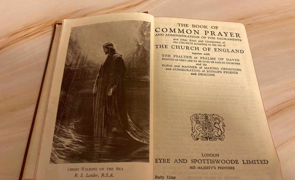 Antique Book of Common Prayer Red Leather Hymns Vintage Christian Prayer Book - (Ref x258)
