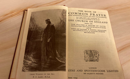 Antique Book of Common Prayer Red Leather Hymns Vintage Christian Prayer Book - (Ref x258)