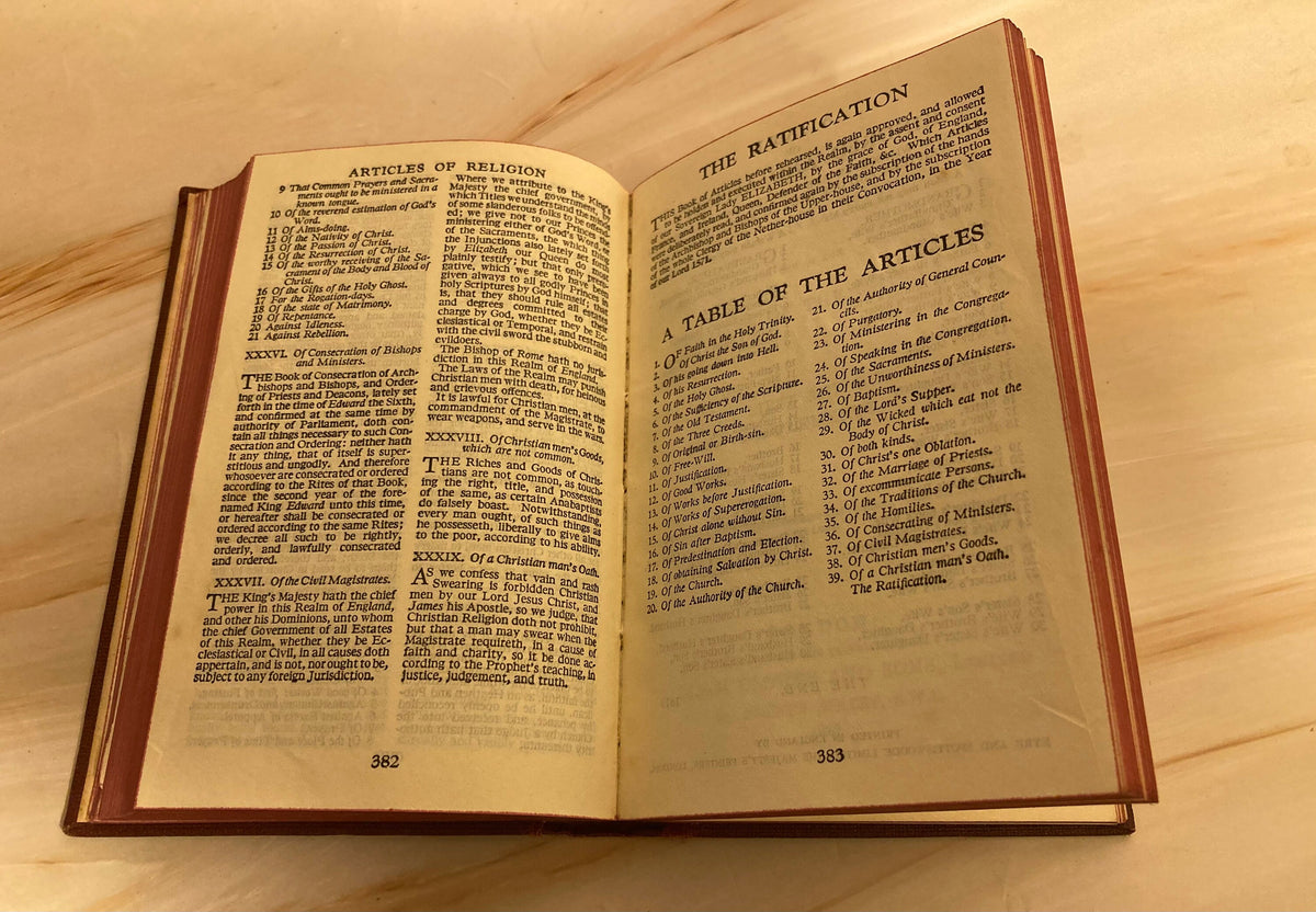 Antique Book of Common Prayer Red Leather Hymns Vintage Christian Prayer Book - (Ref x258)