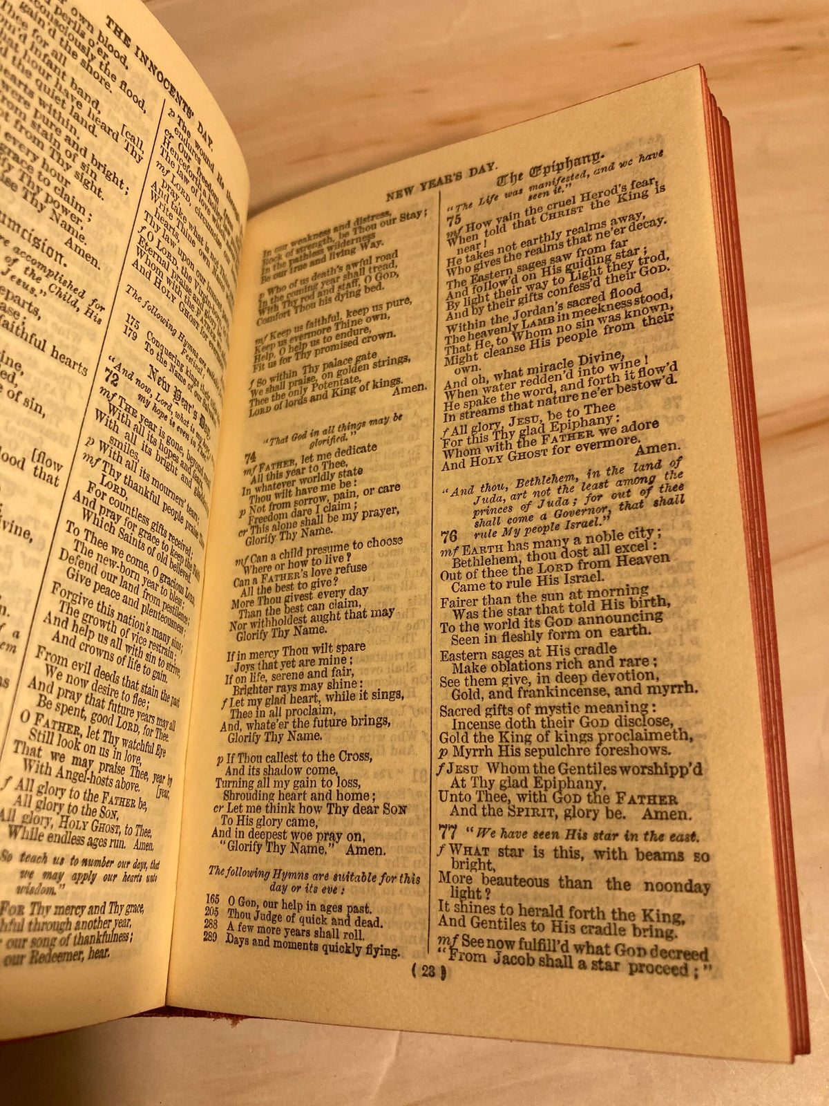 Antique Book of Common Prayer Red Leather Hymns Vintage Christian Prayer Book - (Ref x258)