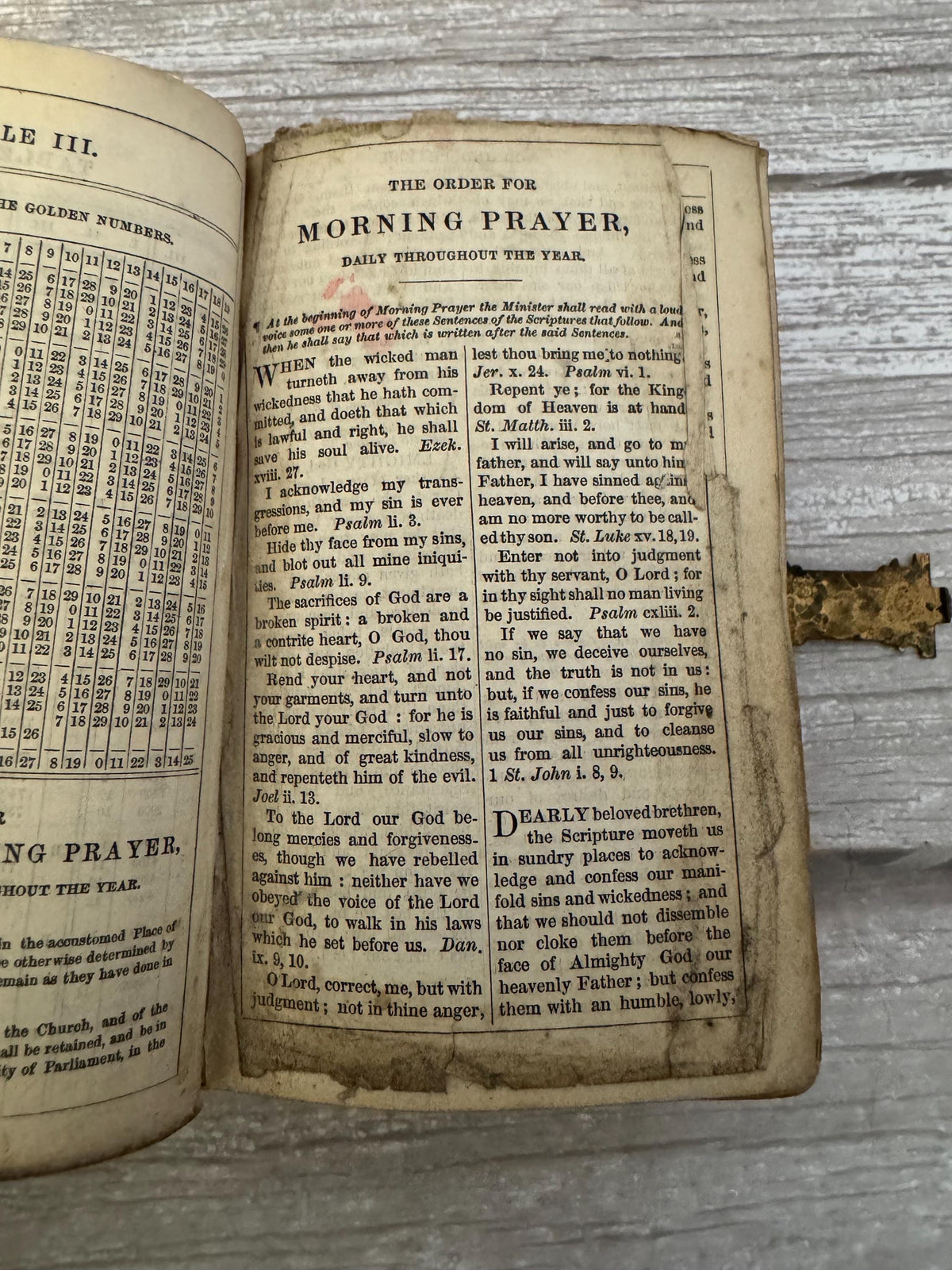 1867 Antique Book of Common Prayer Victorian Prayer Book Brass Clasp - Ref x706