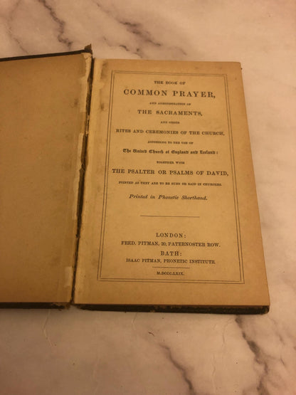 1871 Book of Common Prayer Phonetic Shorthand Rare Antique Prayer Book 1800s - (Ref x455)