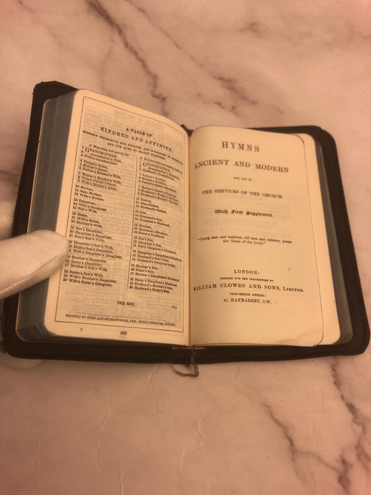 1920s Book of Common Prayer & Hymns Mini Pocket Prayer Book Antique Church Book - (Ref x453)