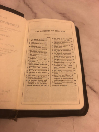 1920s Book of Common Prayer & Hymns Mini Pocket Prayer Book Antique Church Book - (Ref x453)