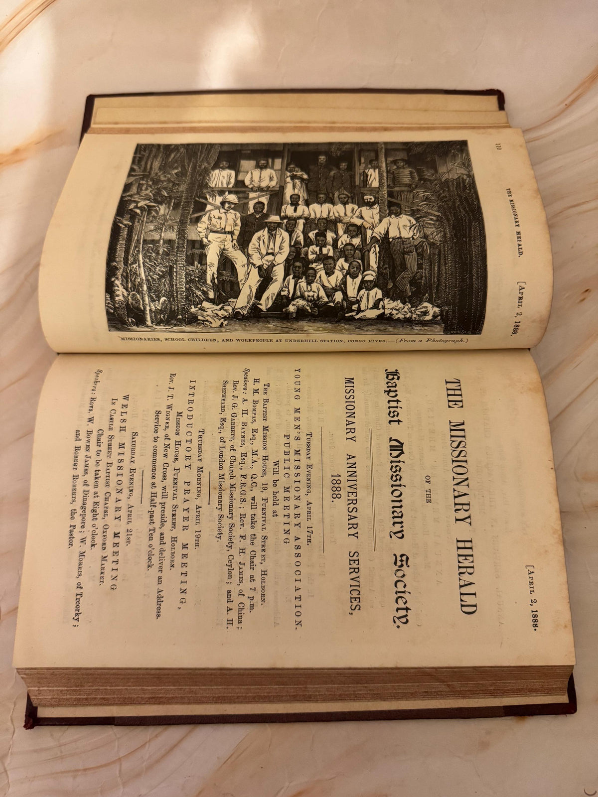 1888 Missionary Herald Baptist Missionary Society Antique Christian Book - Ref X701