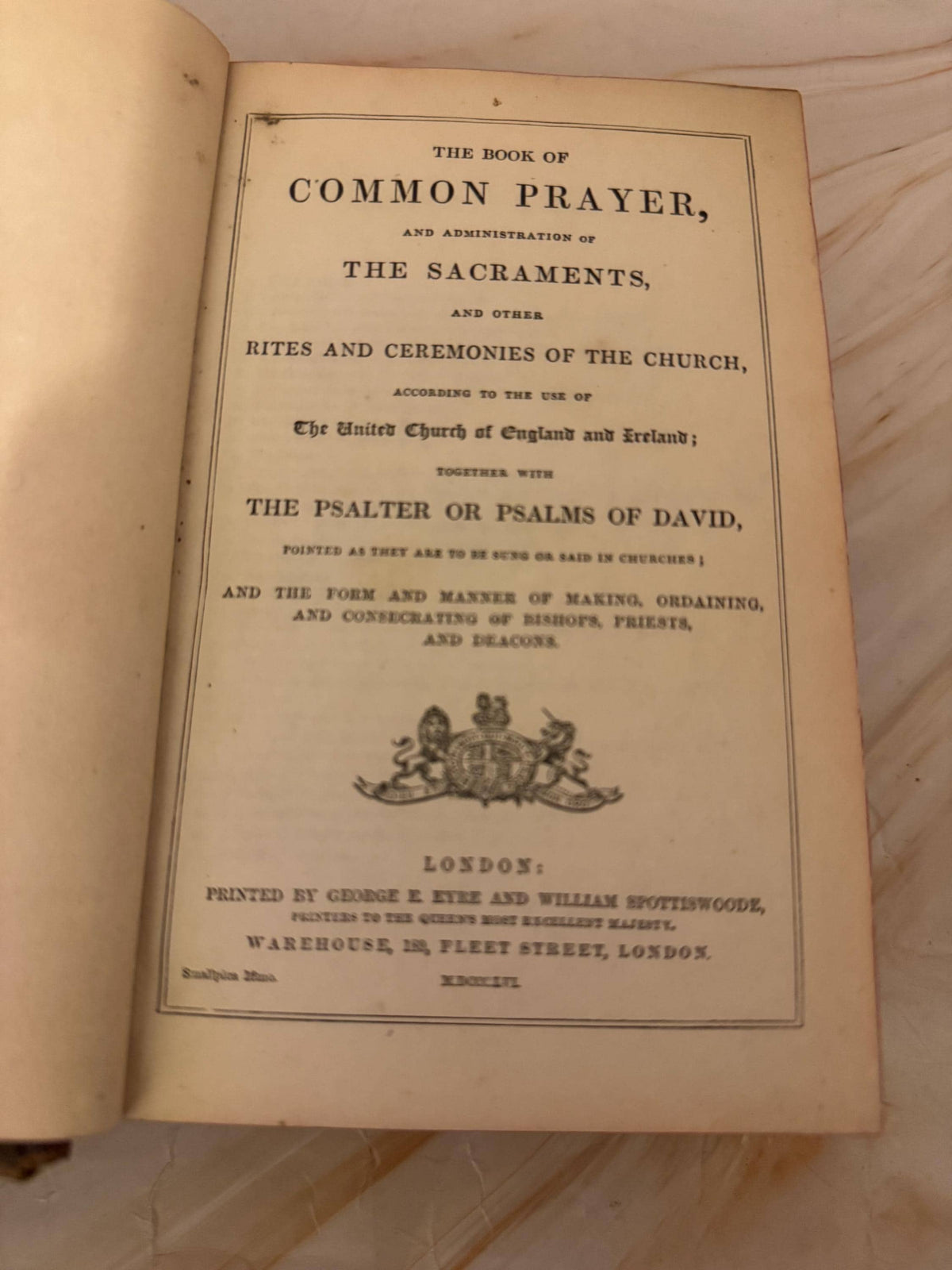 1841 Book of Common Prayer Antique Church Services - Ref X699