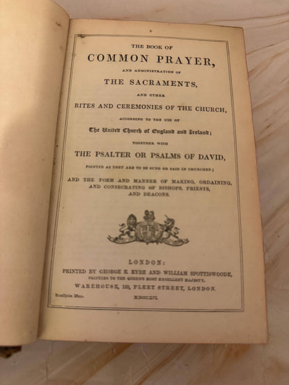 1841 Book of Common Prayer Antique Church Services - Ref X699