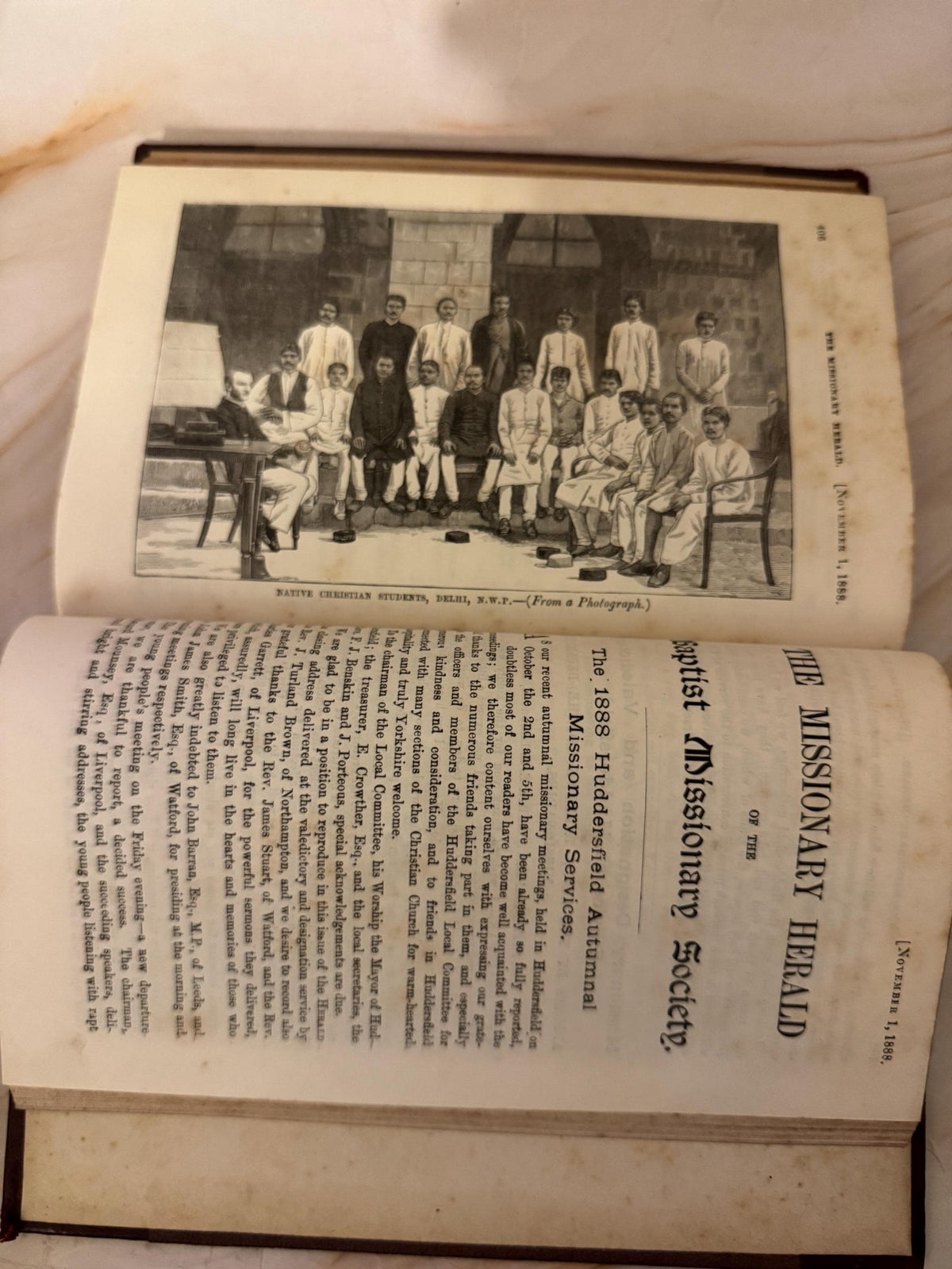 1888 Missionary Herald Baptist Missionary Society Antique Christian Book - Ref X701