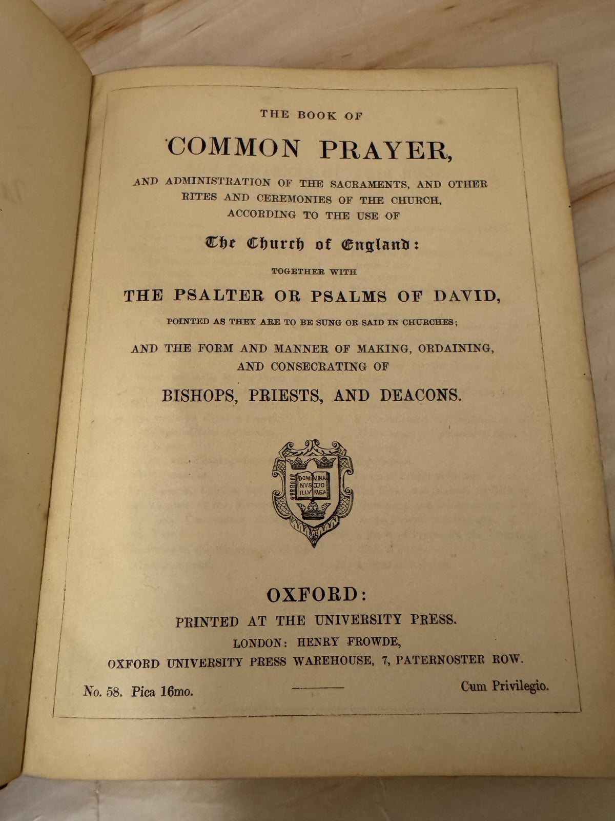 Antique Oxford Common Prayer Book Church of England Psalter Leather Bound - Ref X695