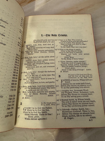 1909 Church Praise Hymn Book Antique Presbyterian Sunday School Hymnal Red Page Edges - Ref x693
