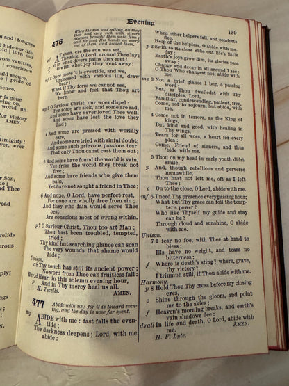 1909 Church Praise Hymn Book Antique Presbyterian Sunday School Hymnal Red Page Edges - Ref x693