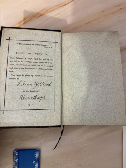 1911 Pocket Size Book of Common Prayer Antique Church of England Oxford Prayer Book Lord Wharton - Ref X692