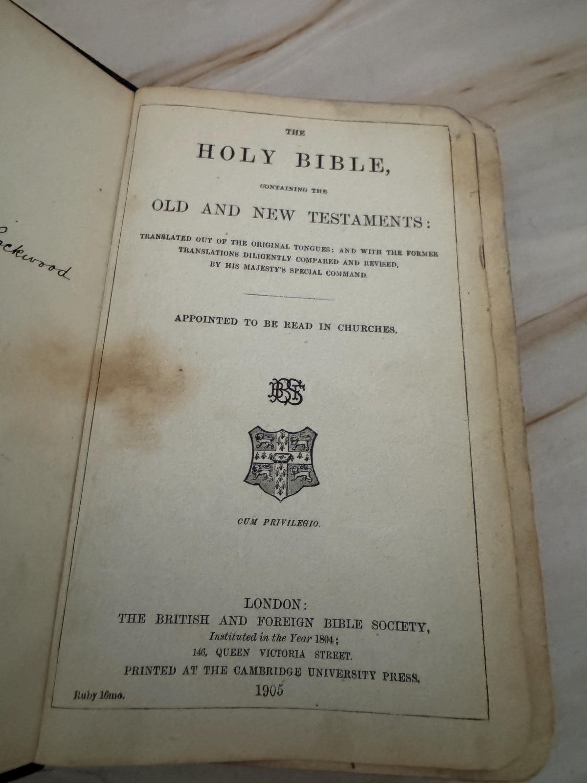 1905 Holy Bible British and Foreign Bible Society Antique King James Bible Black Leather KJV - Ref x678