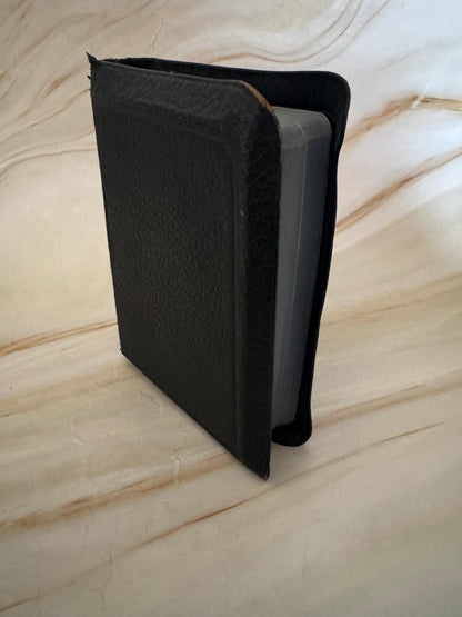 Vintage Holy Bible Black Leather Yap Cover King James Bible Blue Edge Pages Pocket Bible - Ref X676