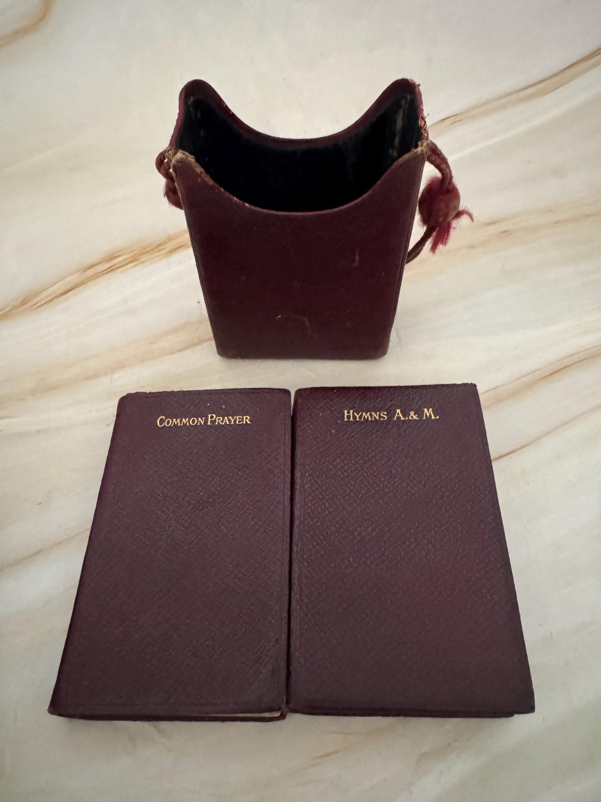 1909 Vintage Common Prayer and Hymn Books Antique Leather Box Set Mini Prayer Books With Case - Ref X675