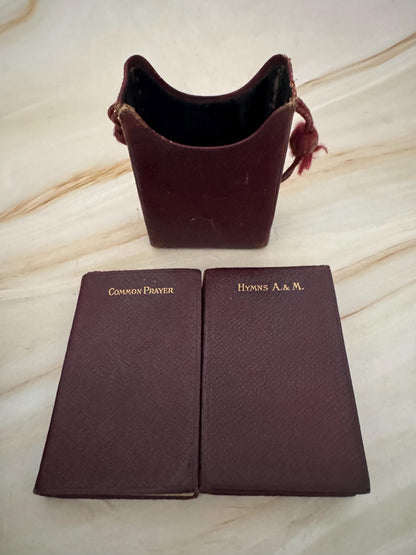 1909 Vintage Common Prayer and Hymn Books Antique Leather Box Set Mini Prayer Books With Case - Ref X675