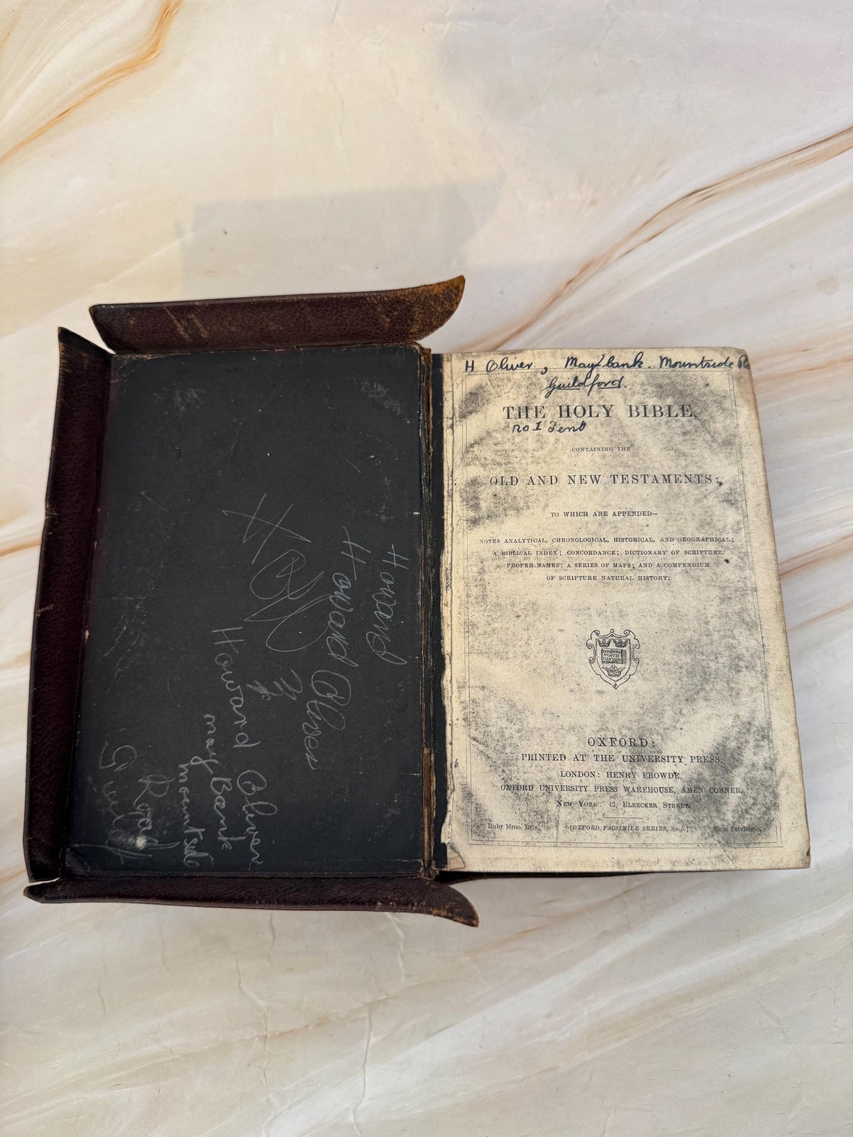 1890s Oxford Holy Bible Antique Yapp Edge Bible Victorian King James Bible Leather Bound - Ref X669