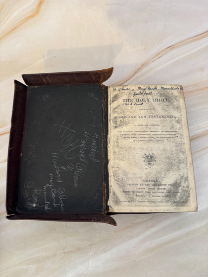 1890s Oxford Holy Bible Antique Yapp Edge Bible Victorian King James Bible Leather Bound - Ref X669