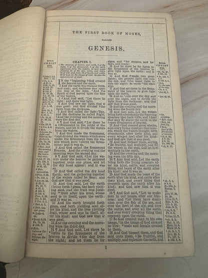1890s Oxford Holy Bible Antique Yapp Edge Bible Victorian King James Bible Leather Bound - Ref X669