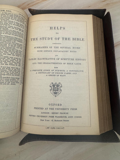 1890s Oxford Holy Bible Antique Yapp Edge Bible Victorian King James Bible Leather Bound - Ref X669