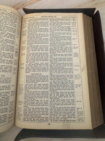 1890s Oxford Holy Bible Antique Yapp Edge Bible Victorian King James Bible Leather Bound - Ref X669