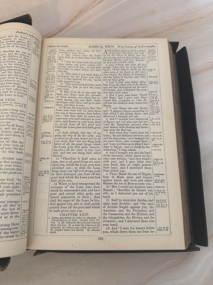 1880s Victorian Yapp Edge Holy Bible Antique King James Bible Leather Bound British & Foreign Bible Society - Ref X667