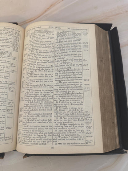 1880s Victorian Yapp Edge Holy Bible Antique King James Bible Leather Bound British & Foreign Bible Society - Ref X667