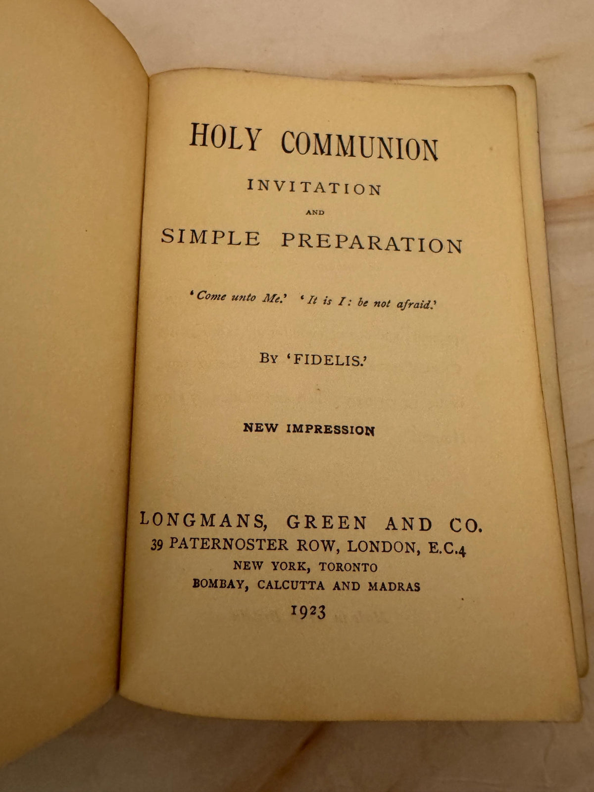 1923 Holy Communion Devotional Booklet by Fidelis – Antique Christian Prayer Book- Ref x666