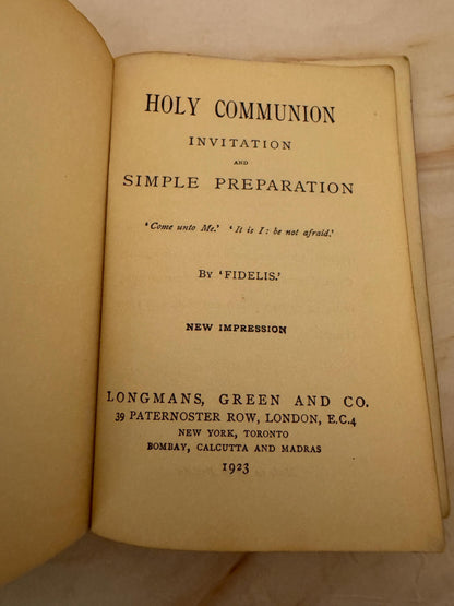 1923 Holy Communion Devotional Booklet by Fidelis – Antique Christian Prayer Book- Ref x666