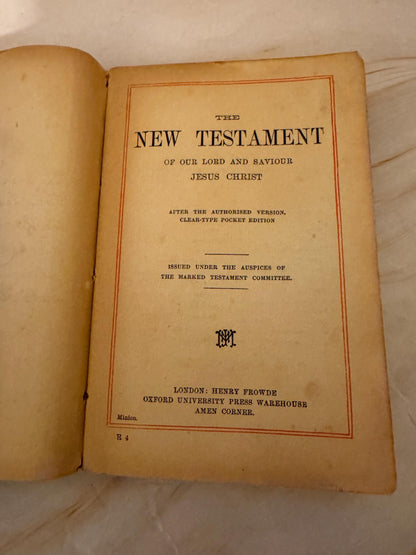 1904 Marked New Testament Pocket Bible Oxford University Press - Ref X664