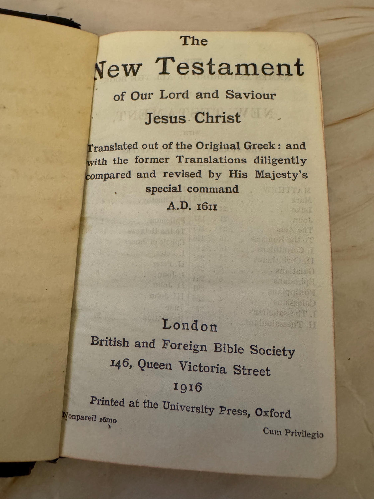 1916 Pocket New Testament Bible Oxford University Press British & Foreign Bible Society - Ref x663