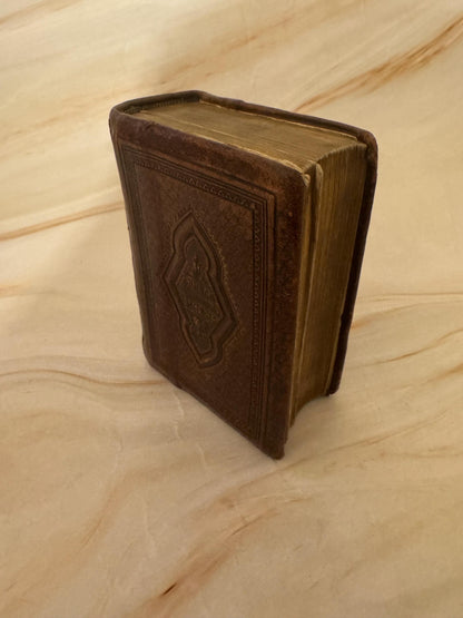 1891 Victorian Miniature Prayer Book – Aged Brown Leather, Antique Religious Text - Ref X657