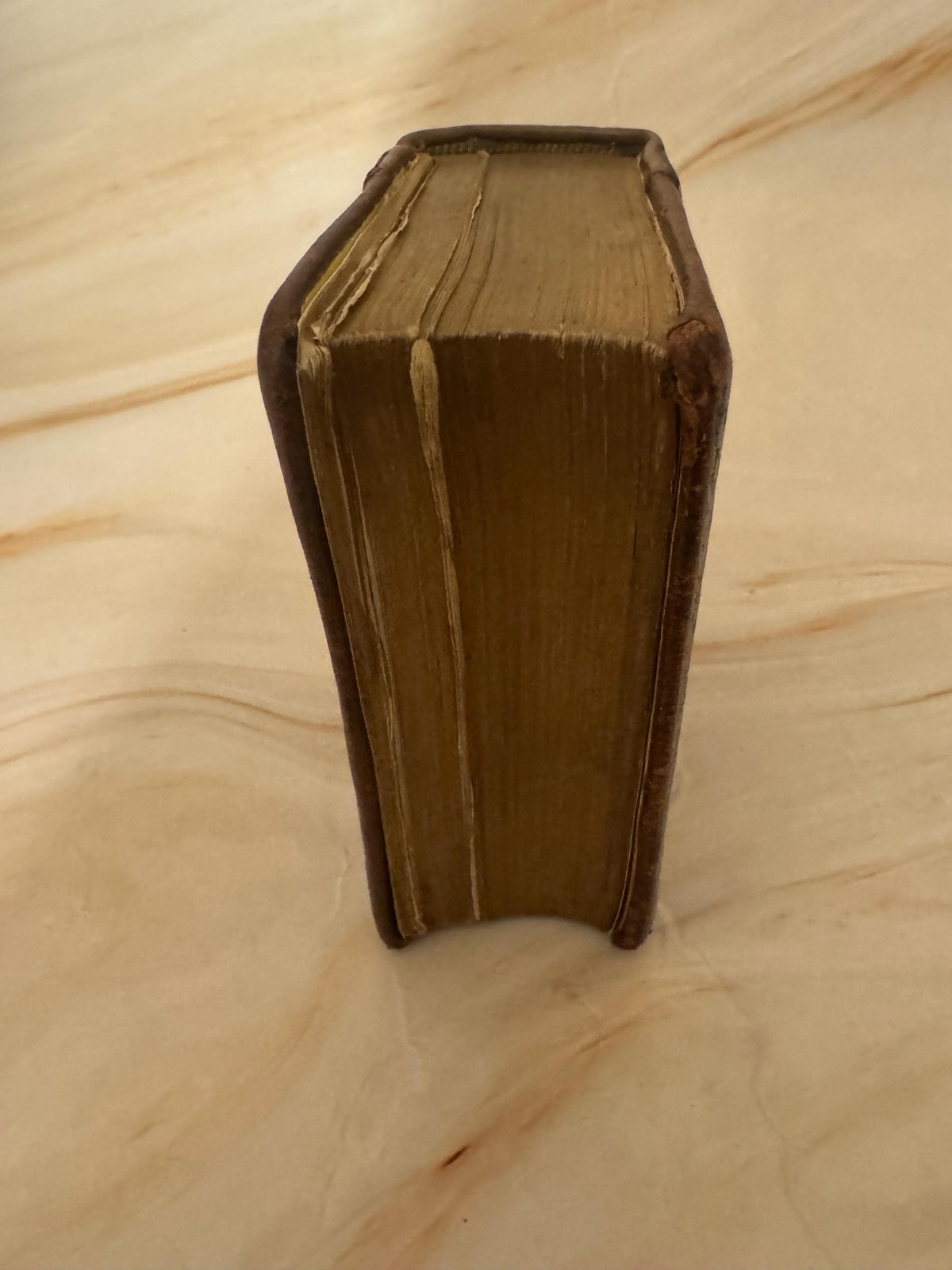 1891 Victorian Miniature Prayer Book – Aged Brown Leather, Antique Religious Text - Ref X657