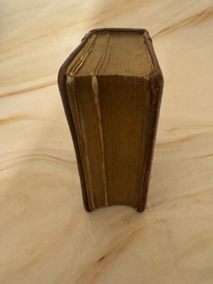 1891 Victorian Miniature Prayer Book – Aged Brown Leather, Antique Religious Text - Ref X657