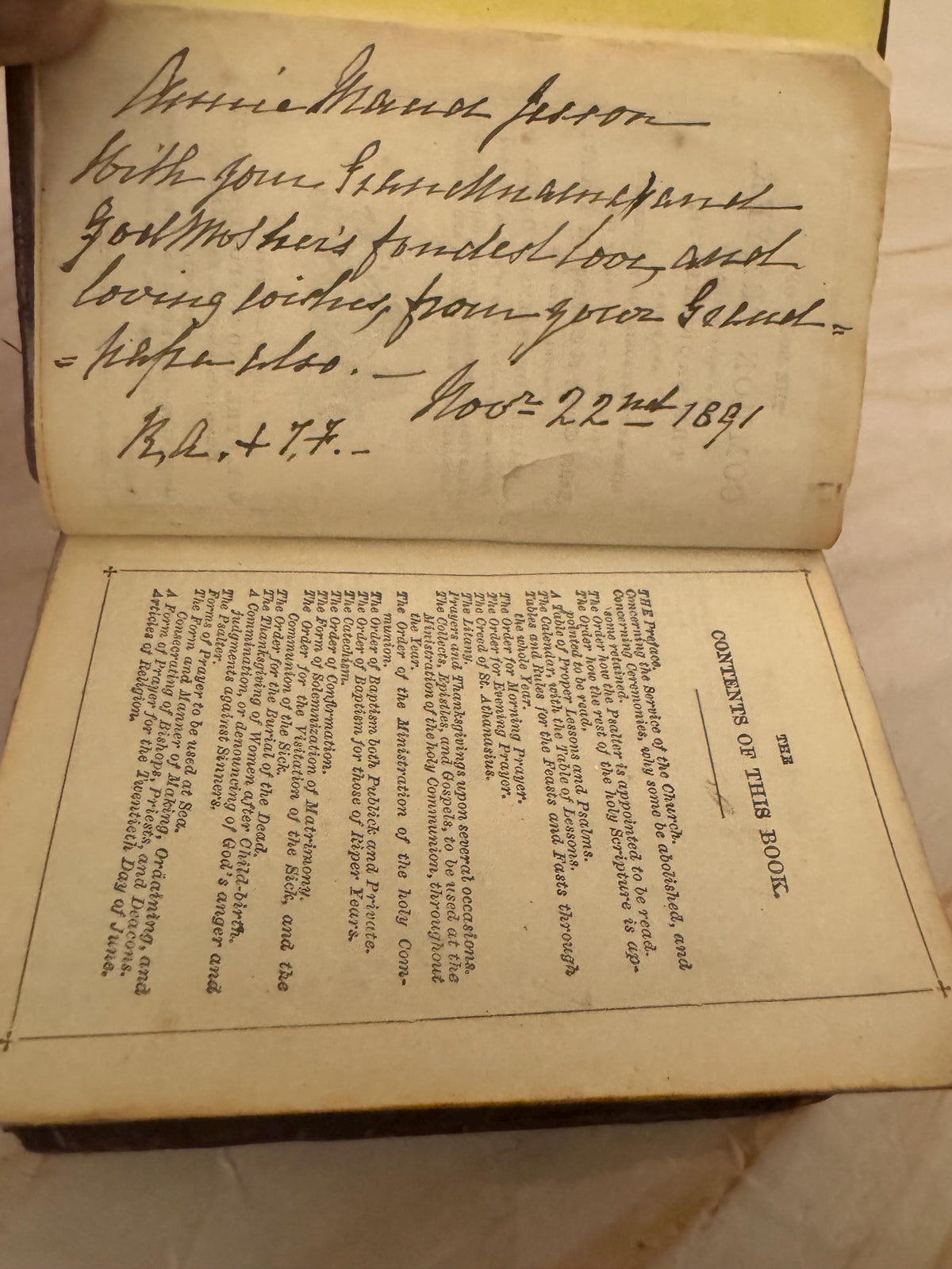 1891 Victorian Miniature Prayer Book – Aged Brown Leather, Antique Religious Text - Ref X657